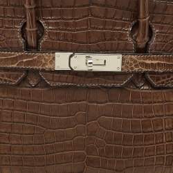 Hermes Havane Matte Porosus Crocodile Palladium Finish Birkin 30 Bag