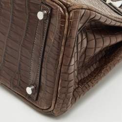 Hermes Havane Matte Porosus Crocodile Palladium Finish Birkin 30 Bag