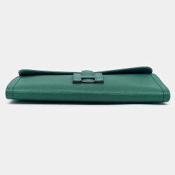 Hermes Green Leather Jige Clutch