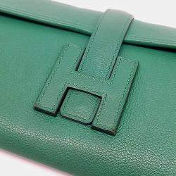 Hermes Green Leather Jige Clutch