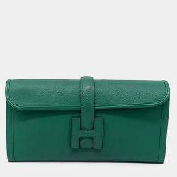 Hermes Green Leather Jige Clutch