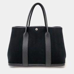 Hermes Black Canvas and Leather Garden Party 36