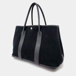 Hermes Black Canvas and Leather Garden Party 36