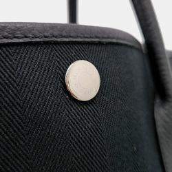 Hermes Black Canvas and Leather Garden Party 36