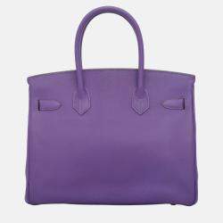 Hermes Purple Leather Birkin 30 Bag