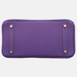 Hermes Purple Leather Birkin 30 Bag