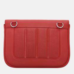 Hermes Red Leather Perforated Berline 28 Bag