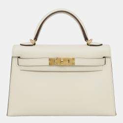 Hermes White Epsom Leather Mini Kelly Bag