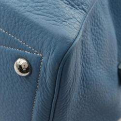 Hermes Blue Jean Clemence Leather Victoria 50 Handbag