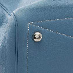 Hermes Blue Jean Clemence Leather Victoria 50 Handbag