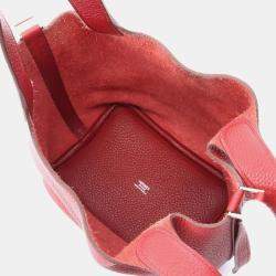 Pre Owned Hermes Rouge Garance Shw Taurillon Clemence Picotin 18 Handbag  