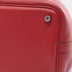 Pre Owned Hermes Rouge Garance Shw Taurillon Clemence Picotin 18 Handbag  