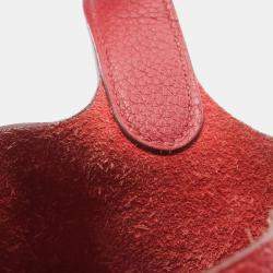 Pre Owned Hermes Rouge Garance Shw Taurillon Clemence Picotin 18 Handbag  