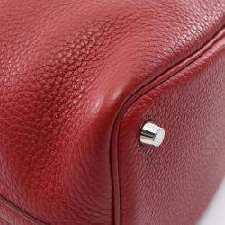 Pre Owned Hermes Rouge Garance Shw Taurillon Clemence Picotin 18 Handbag  
