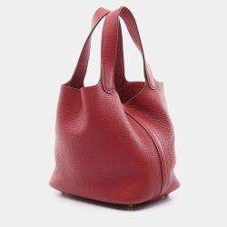 Pre Owned Hermes Rouge Garance Shw Taurillon Clemence Picotin 18 Handbag  