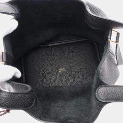 Hermes Black Leather Picotin Lock 22 Handbag
