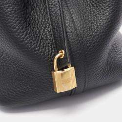 Hermes Black Leather Picotin Lock 22 Handbag