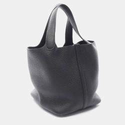 Hermes Black Leather Picotin Lock 22 Handbag