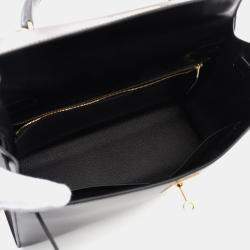 Hermes Black Box Calf Leather Kelly 32 Handbag