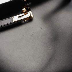 Hermes Black Box Calf Leather Kelly 32 Handbag