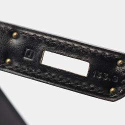 Hermes Black Box Calf Leather Kelly 32 Handbag