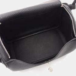 Hermes Black Taurillon Clemence Lindy 26 Shoulder Bag  