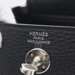 Hermes Black Taurillon Clemence Leather Lindy Mini Shoulder Bag