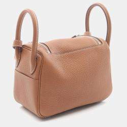 Hermes Gold Taurillon Clemence Leather Lindy Mini Shoulder Bag