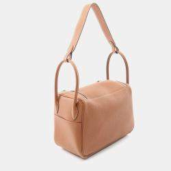 Hermes Brown Taurillon Clemence Leather Lindy 26 Shoulder Bag