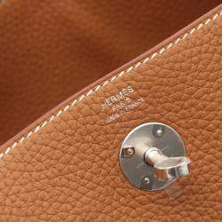 Hermes Brown Taurillon Clemence Leather Lindy 26 Shoulder Bag