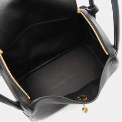 Hermes Black Taurillon Clemence Leather Lindy 26 Shoulder Bag