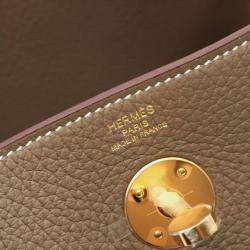 Hermes Brown Taurillon Clemence Leather Lindy 26 Shoulder Bag