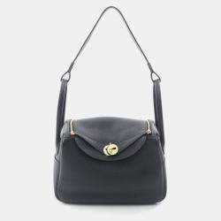 Hermes Black Taurillon Clemence Leather Lindy 26 Shoulder Bag