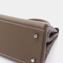 Hermes Etoupe Taurillon Clemence Leather Kelly 28 Handbag