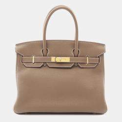 Hermes Etoupe Grey Togo Leather Birkin 30 