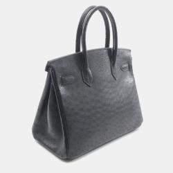 Hermes Black Ostrich Birkin 30 