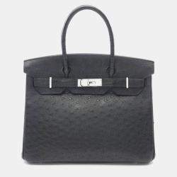 Hermes Black Ostrich Birkin 30 