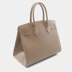 Hermes Etoupe Grey Epsom Leather Sellier  Birkin 30 