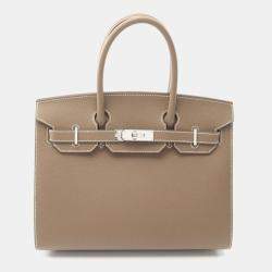 Hermes Etoupe Grey Epsom Leather Sellier  Birkin 30 