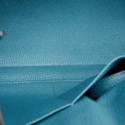 Hermes Bleu Jean Togo Leather Palladium Finish Kelly Retourne 32 Bag