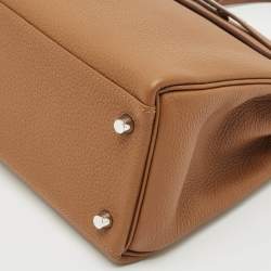Hermès Gold Matte Alligator and Togo Leather Palladium Finish Kelly Retourne Touch 28 Bag