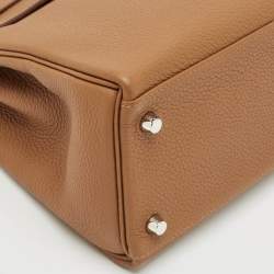 Hermès Gold Matte Alligator and Togo Leather Palladium Finish Kelly Retourne Touch 28 Bag