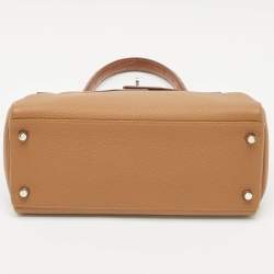 Hermès Gold Matte Alligator and Togo Leather Palladium Finish Kelly Retourne Touch 28 Bag