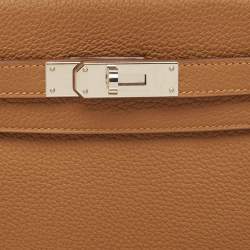 Hermès Gold Matte Alligator and Togo Leather Palladium Finish Kelly Retourne Touch 28 Bag