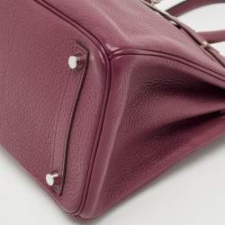 Hermes Tosca Taurillon Clemence Leather Palladium Finish Birkin 30 Bag