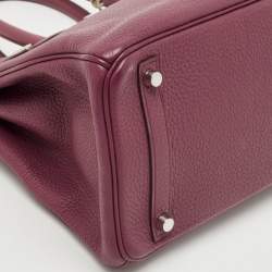 Hermes Tosca Taurillon Clemence Leather Palladium Finish Birkin 30 Bag