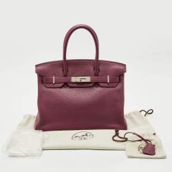 Hermes Tosca Taurillon Clemence Leather Palladium Finish Birkin 30 Bag