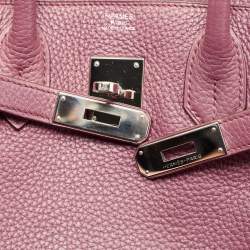 Hermes Tosca Taurillon Clemence Leather Palladium Finish Birkin 30 Bag