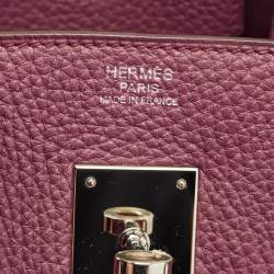 Hermes Tosca Taurillon Clemence Leather Palladium Finish Birkin 30 Bag