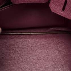 Hermes Tosca Taurillon Clemence Leather Palladium Finish Birkin 30 Bag